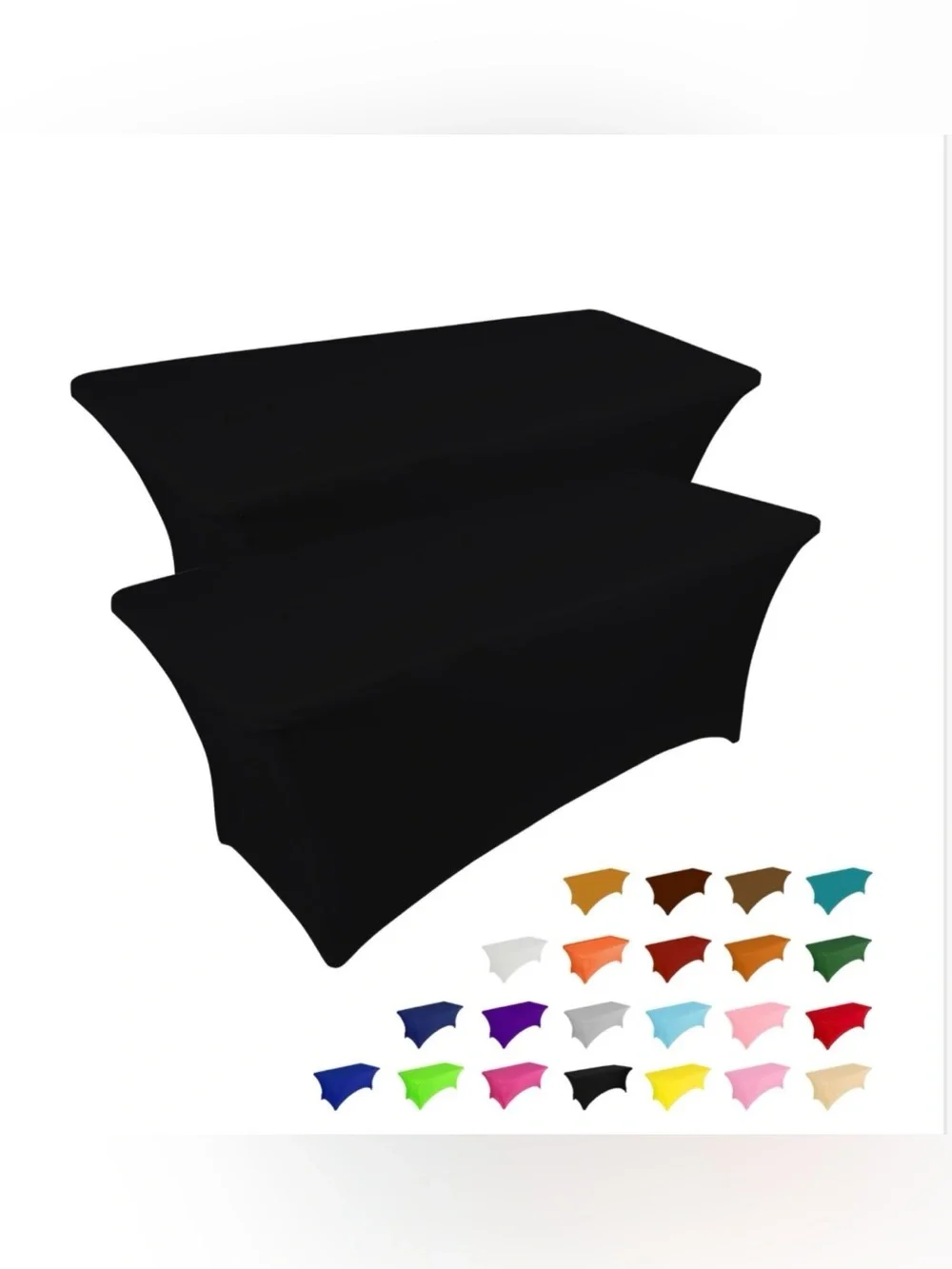 BLACK Spandex Tablecloth Covers for Rectangular 6Ft Tables  (2-pack)